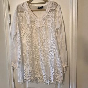 Linen and crochet beach cover up